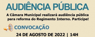 Audiência Pública para alteração do Regimento Interno da Câmara Municipal de Passa Tempo – Participe!